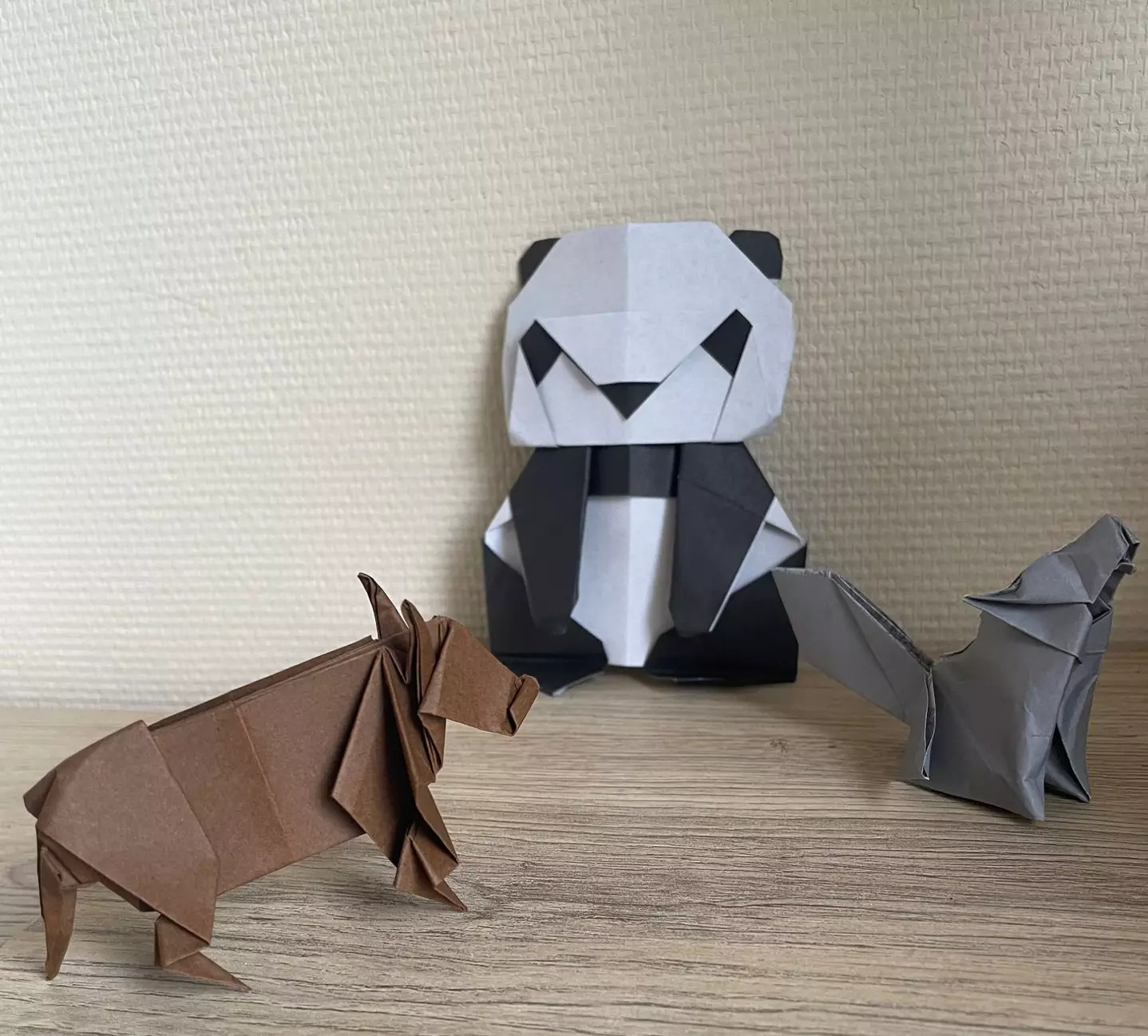 Pliage panda vache et loup origami