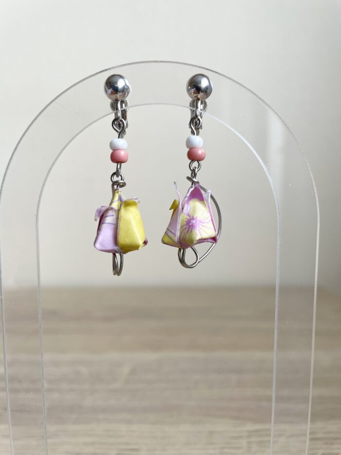 Boucles d'Oreilles Origami Boutons Fleurs De Lotus – Image 7