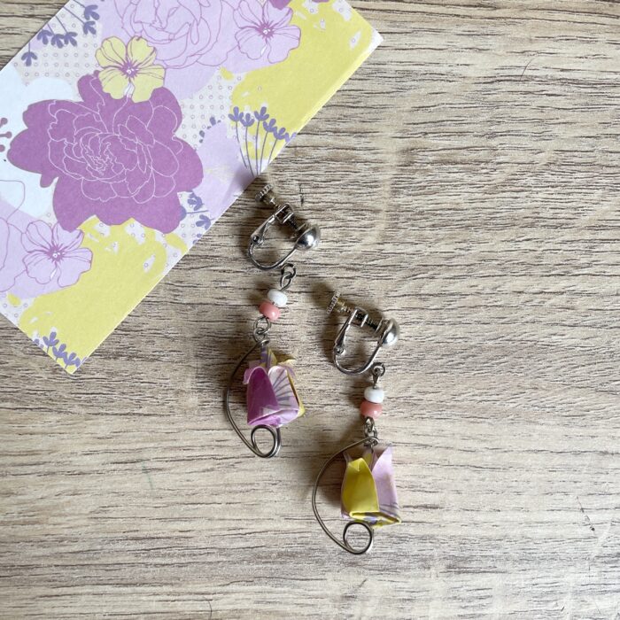 Boucles d'Oreilles Origami Boutons Fleurs De Lotus